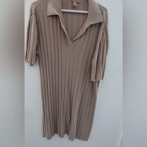 H&M Beige Ribbed Knit Dress